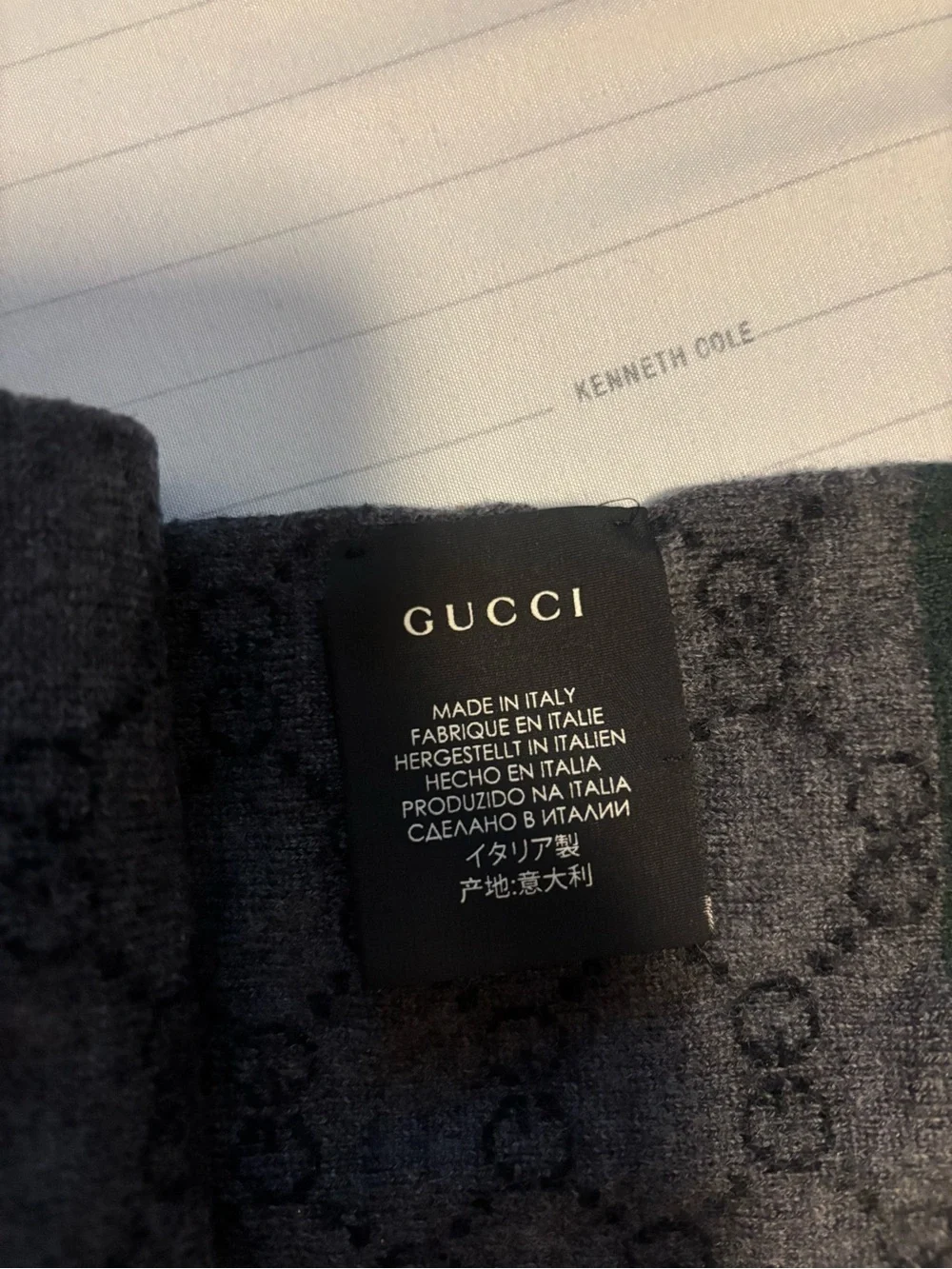 Gucci Dark Gray and Black GG Logo Knit Scarf